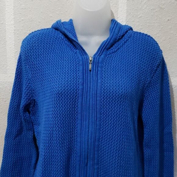 Jaclyn Smith Cobalt Blue Knitted Hoodie Sweater - Picture 2 of 7